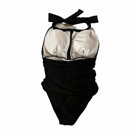 Cupshe Small Black Halter Chest Cutout Backless Bathing Suit - Picture 4 of 7